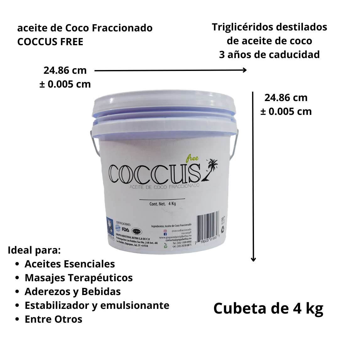 Aceite de Coco Fraccionado Coccus Free 4 kg