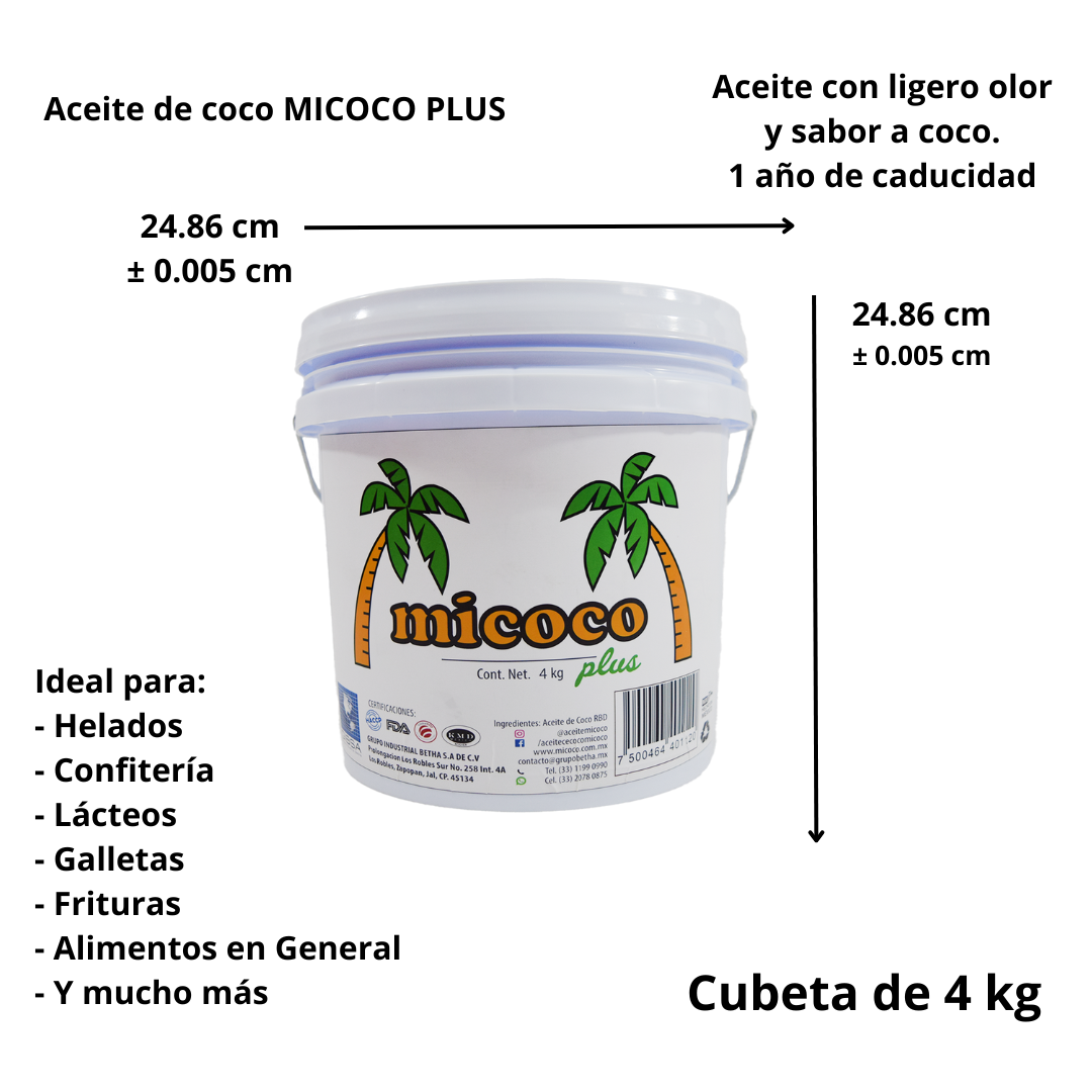 Aceite de Coco Micoco Plus 4 kg