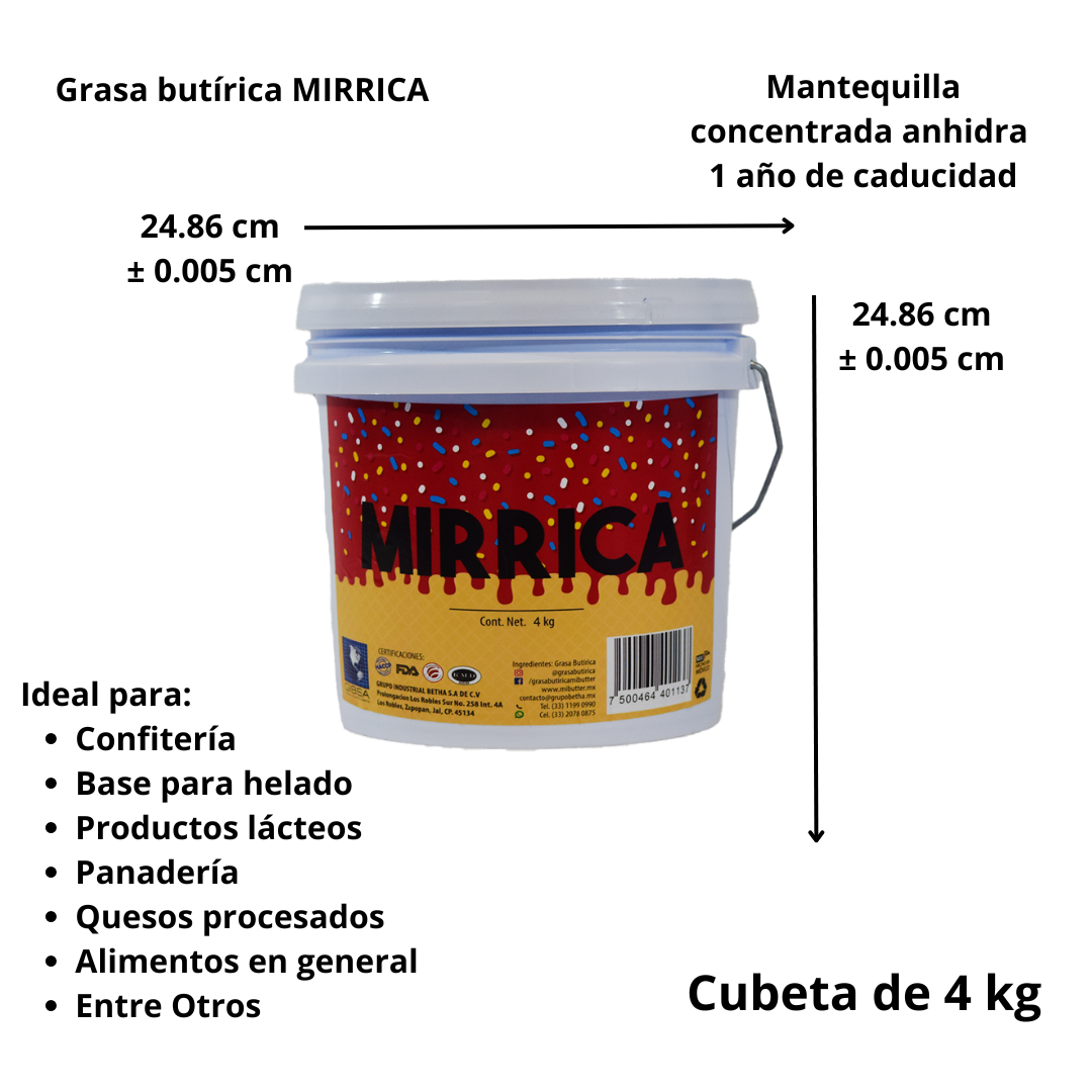 Grasa Butírica Mirrica Cubeta 4 kg